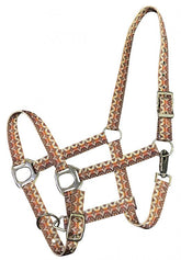 Showman Premium Nylon Horse Sized Halter with Orange Southwestern Print