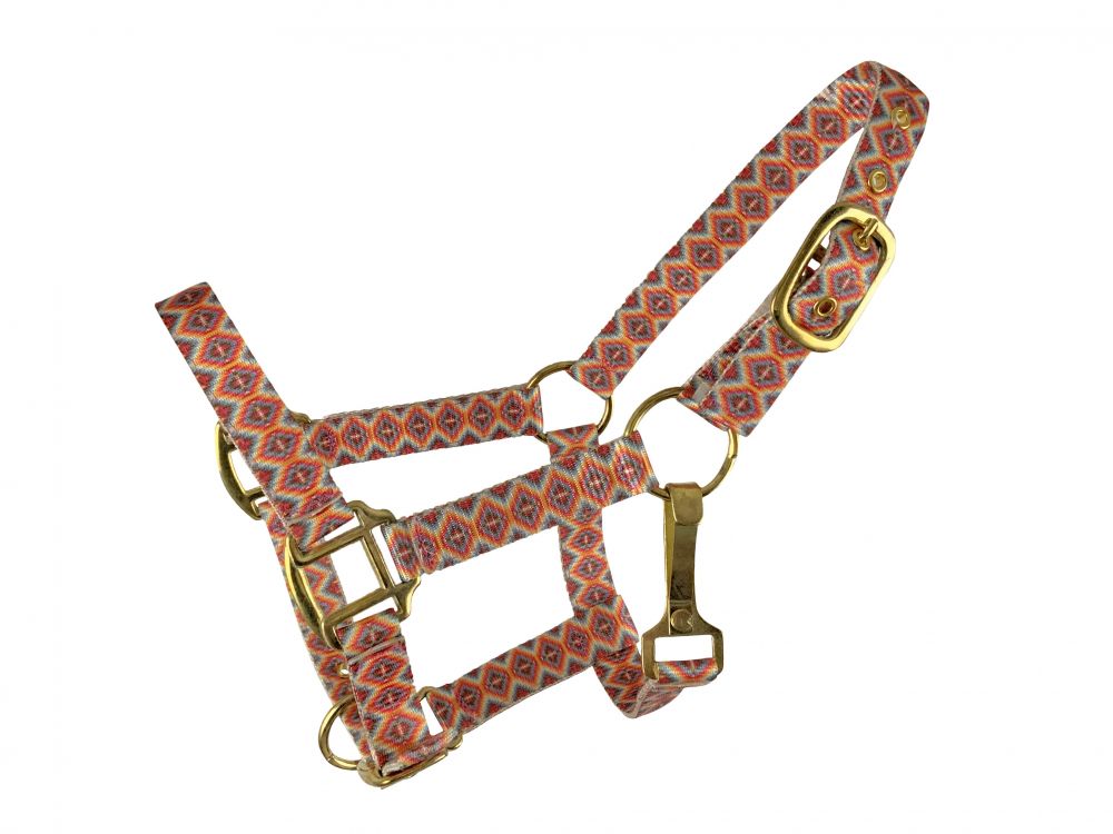 Showman Premium nylon Aztec print halter with brass hardware