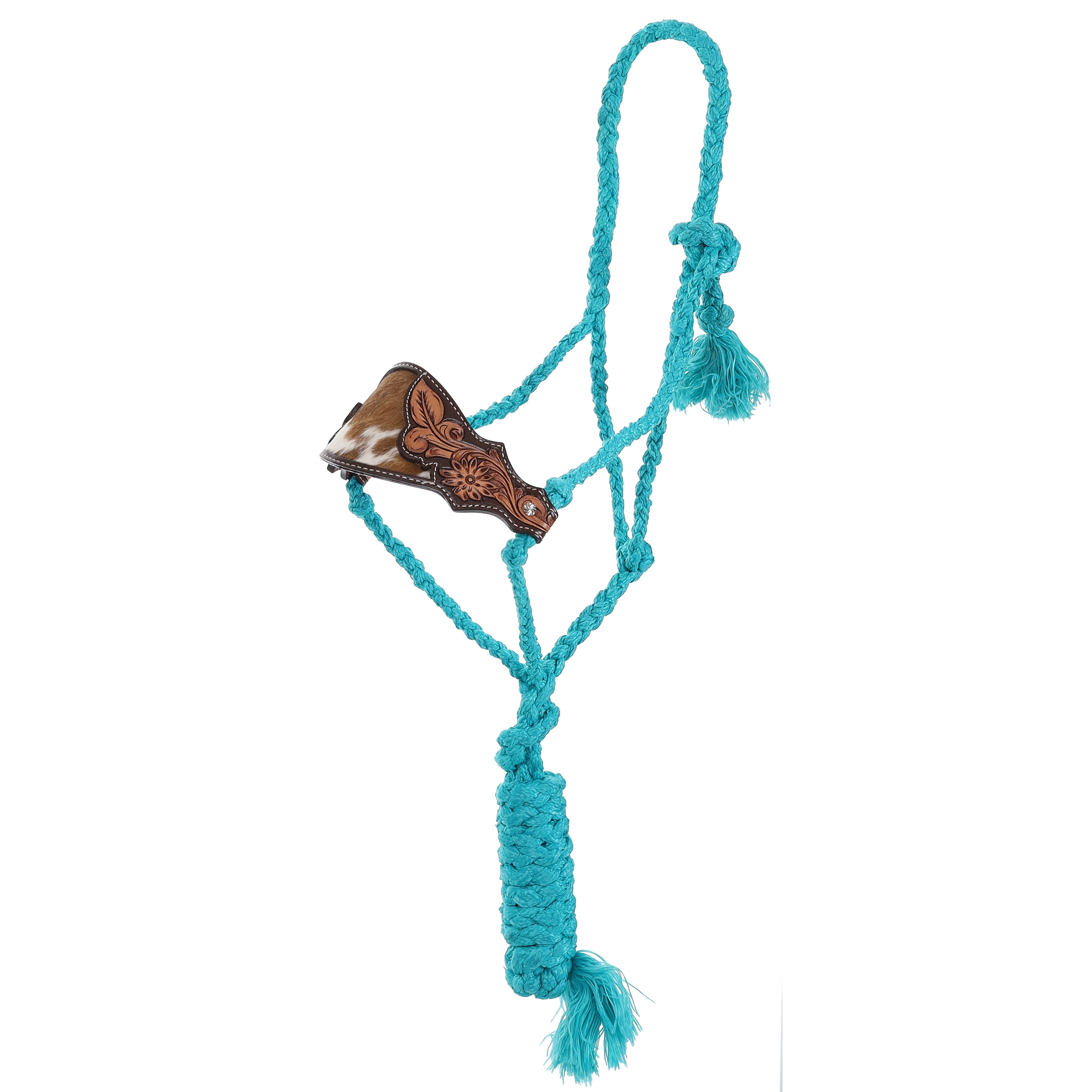Showman Bronco Blaze Teal Mule Tape Bronc Halter with 7 Ft