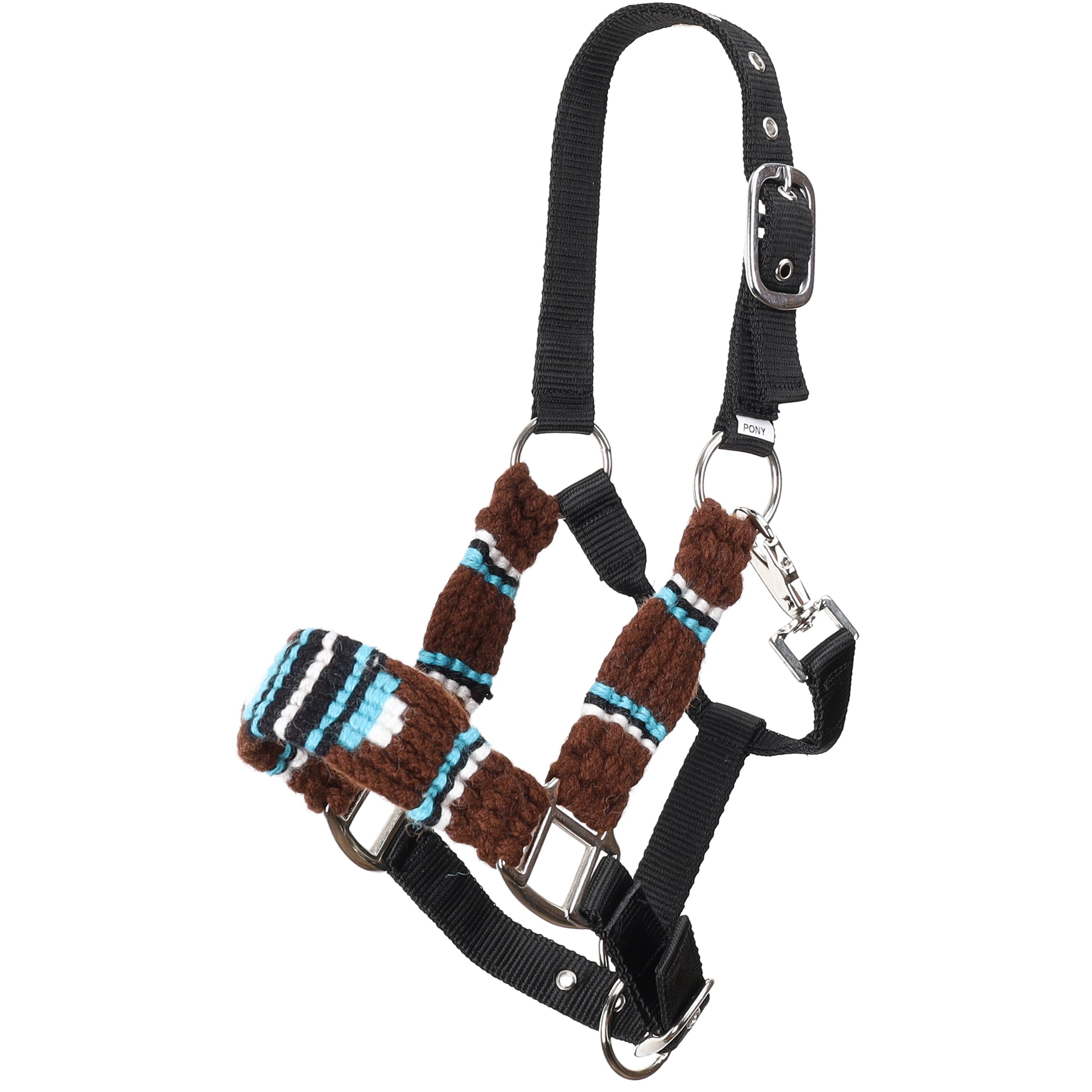 Showman Teal Hollow Mohair Wool Bronc Halter - Pony Size