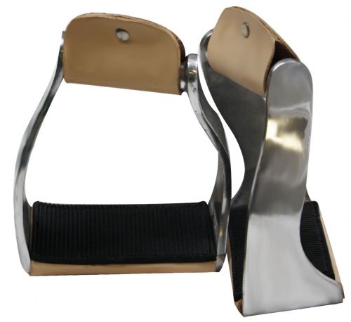 Showman Lightweight Twisted Angled Aluminum Stirrups with Wide Rubber Grip Tread