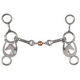 Showman Horseshoe Haven Stainless Steel JR Cowhorse Bit with Dog Bone and Copper Roller