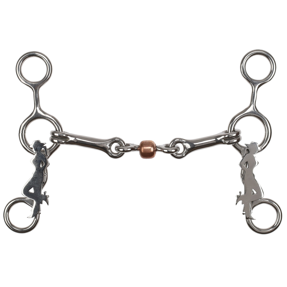 Showman Cowgirl Legacy Stainless Steel JR Cowhorse Bit with Dog Bone and Copper Roller
