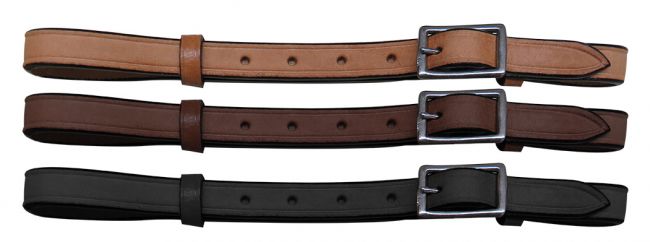 Adjustable leather cinch connector strap with nickel plated buckle