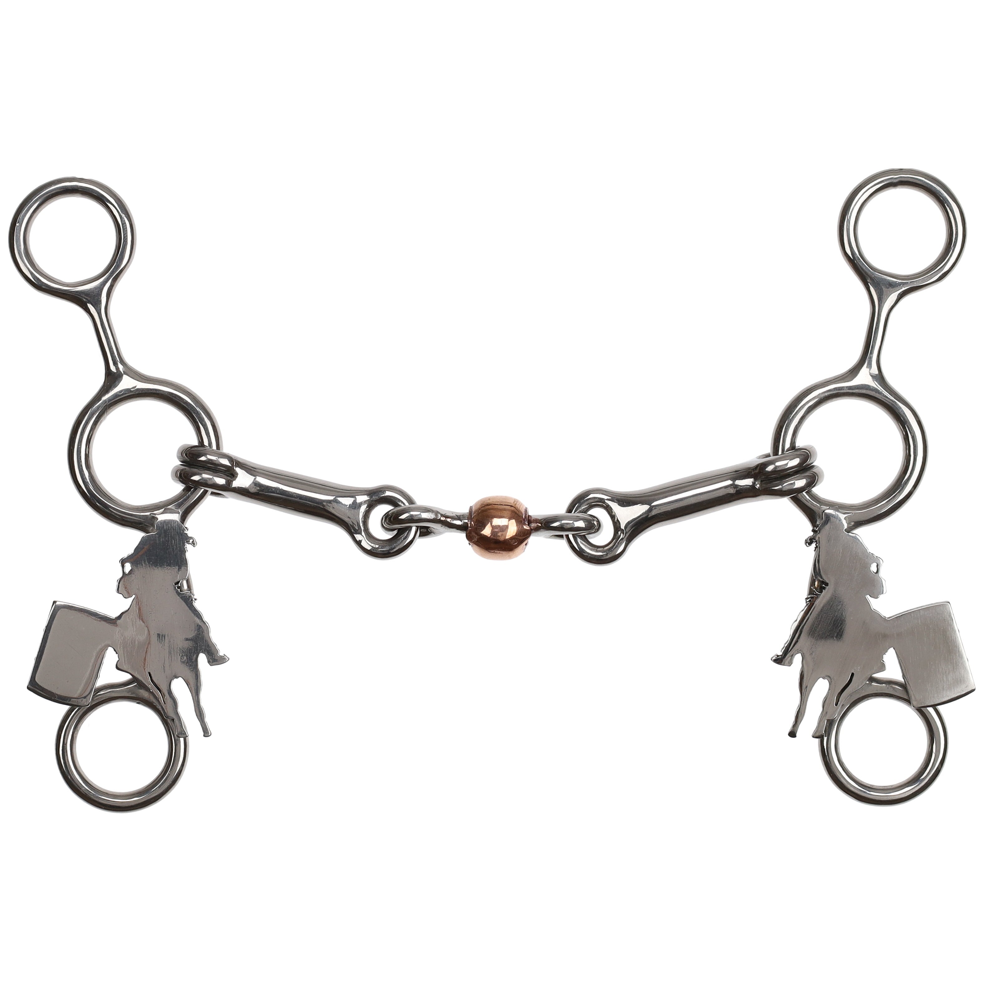 Showman Fast Turns Stainless Steel JR Cowhorse Bit with Dog Bone and Copper Roller