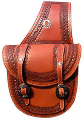 Showman Waffle tooled round bottom saddle bag