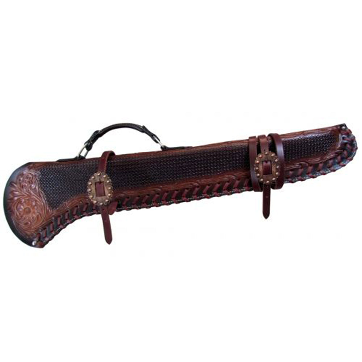 Showman 34" Basketweave Tooled Gun Scabbard with Copper Buckles
