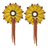 Showman hand painted sunflower leather bit guards