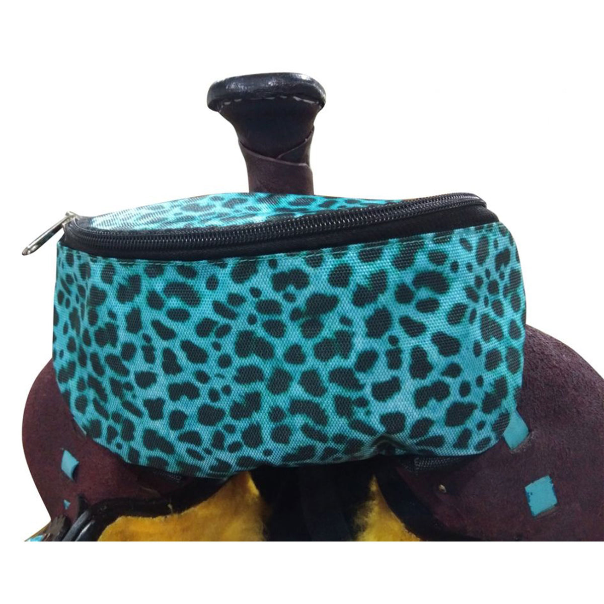 Showman Teal Cheetah Insulated Nylon Saddle Pouch