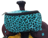 Showman Teal Cheetah Print Insulated Nylon Saddle Pouch