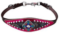 Showman Rainbow Metallic & pink metallic wither strap with accent concho