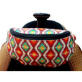 Showman Aztec Print Insulated Nylon Saddle Pouch - Red, Orange, and White