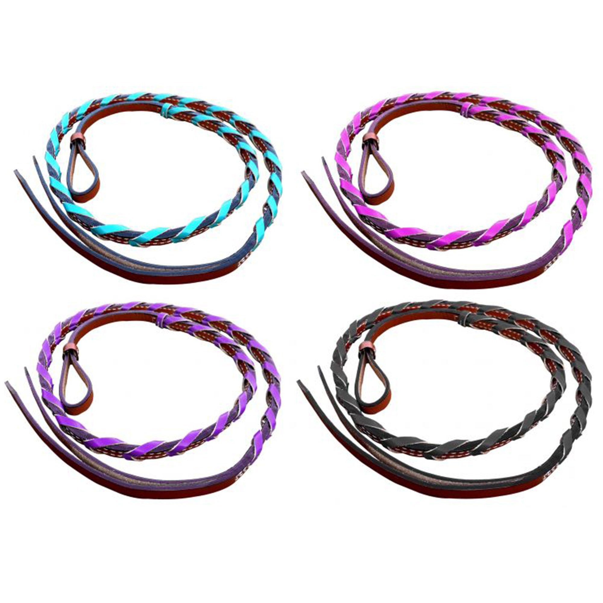 Showman Medium Leather Over & Under with Colored Braided Accents