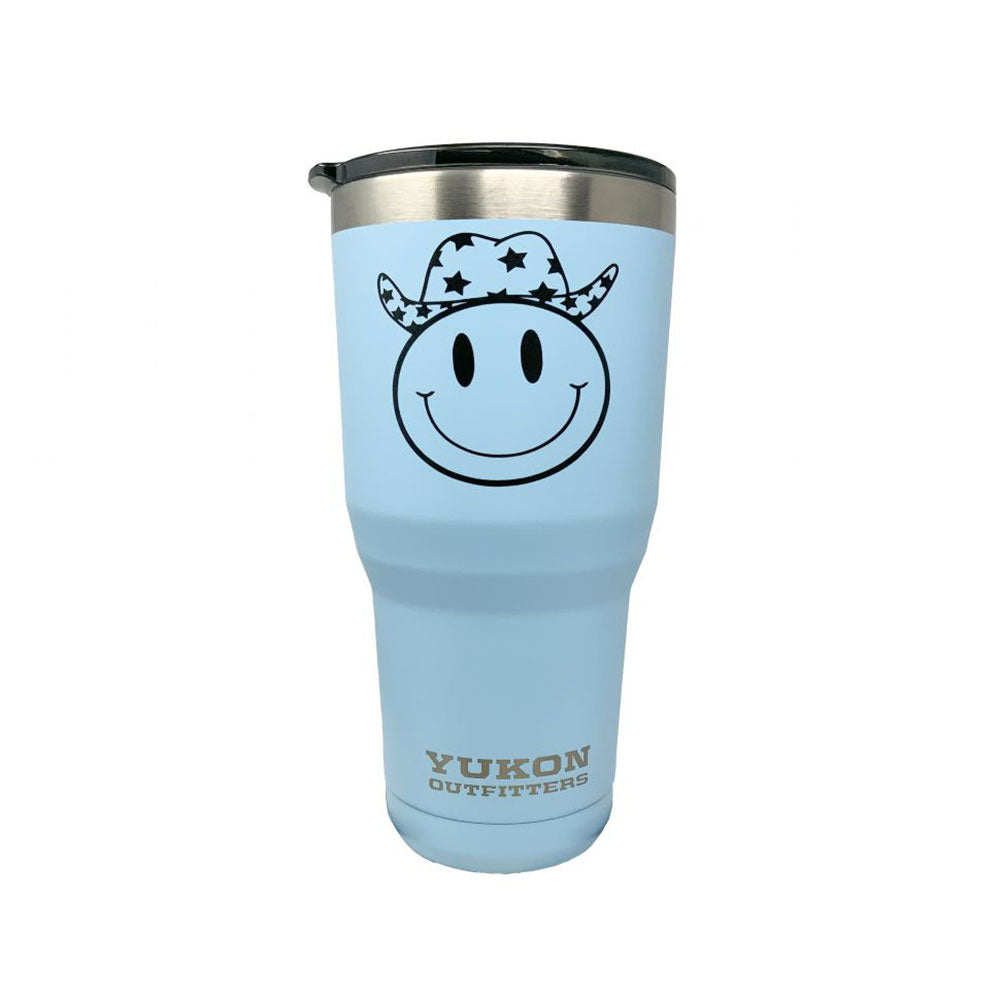 30 oz Insulated Cowboy Smiley Blue Tumbler