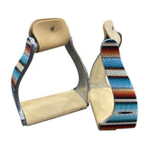 Showman Lightweight Twisted Angled Aluminum Stirrups with Serape Print Overlay