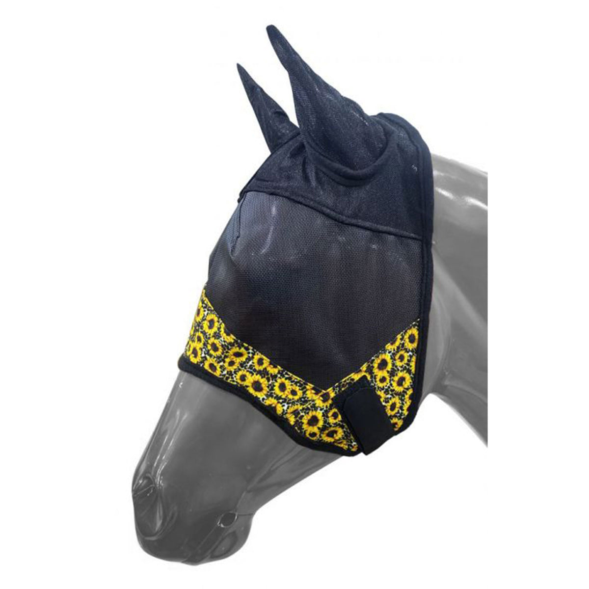 Showman Sunflower & Cheetah Print accent horse size fly mask with ears