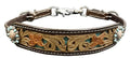 Showman Leather floral tooled wither strap with teal inlay accent