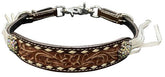 Showman Leather floral tooled wither strap with white rawhide lacing