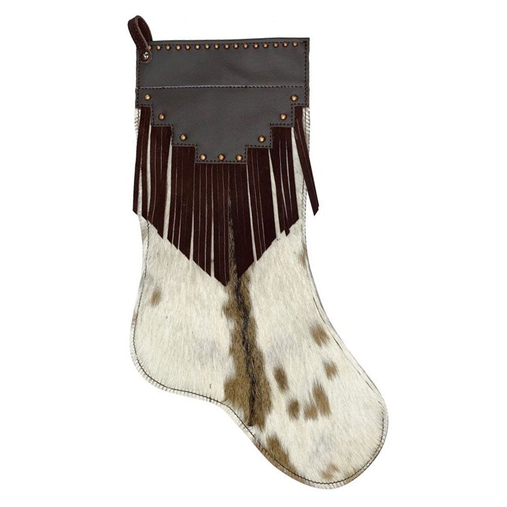 Showman Hair on Cowhide Christmas Stocking with fringe