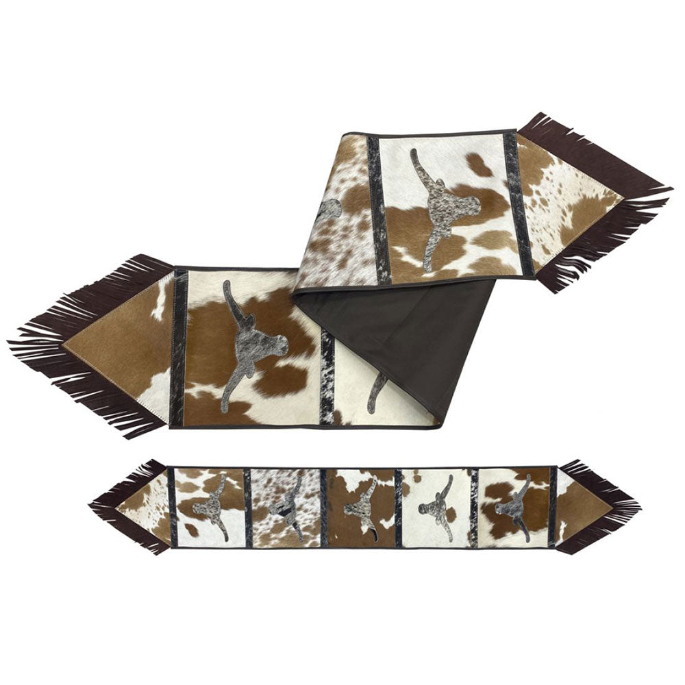 Hair on Cowhide Table Runners with Steer Head Pattern