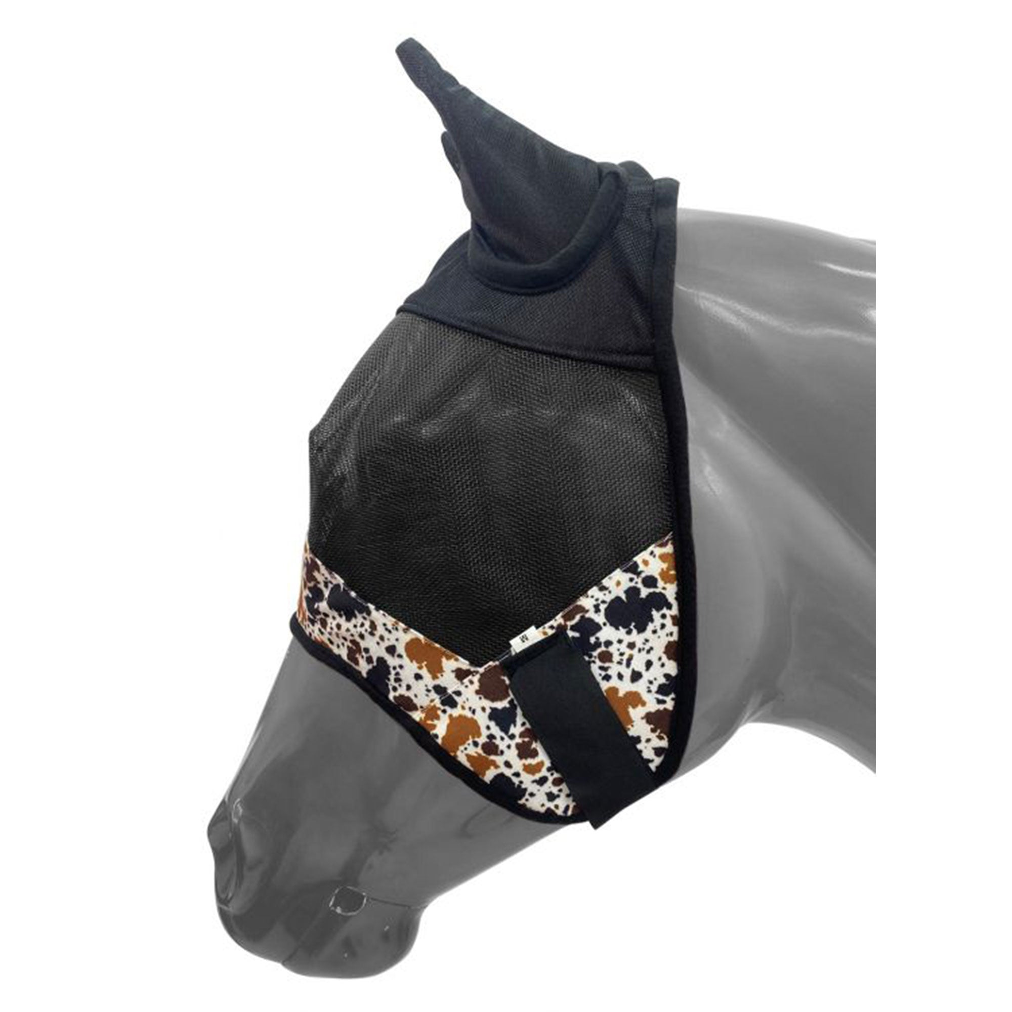 Showman Cowprint Horse Size Fly Mask with Ears