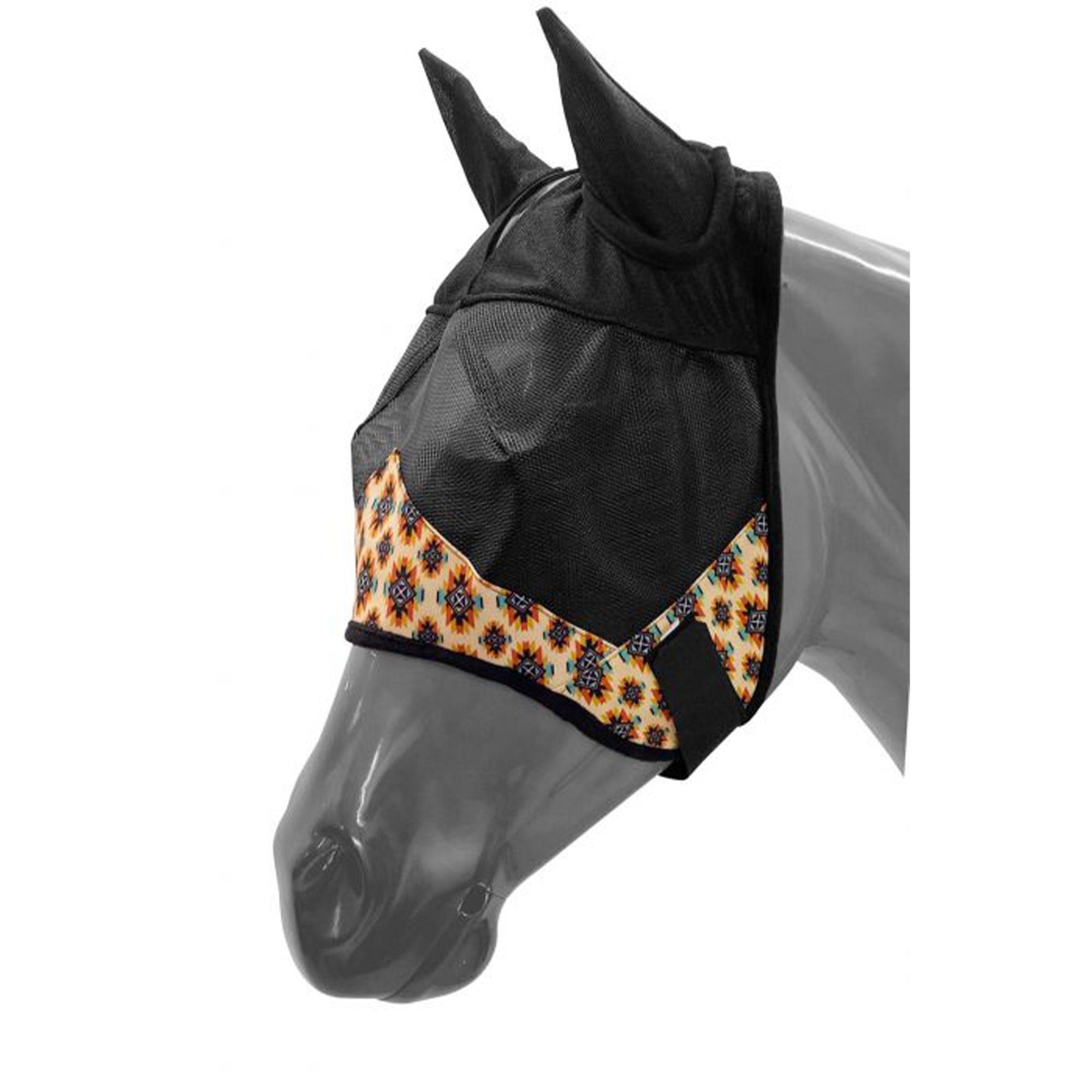 Showman Aztec Print Fly Mask - Cream, Yellow, and Blue