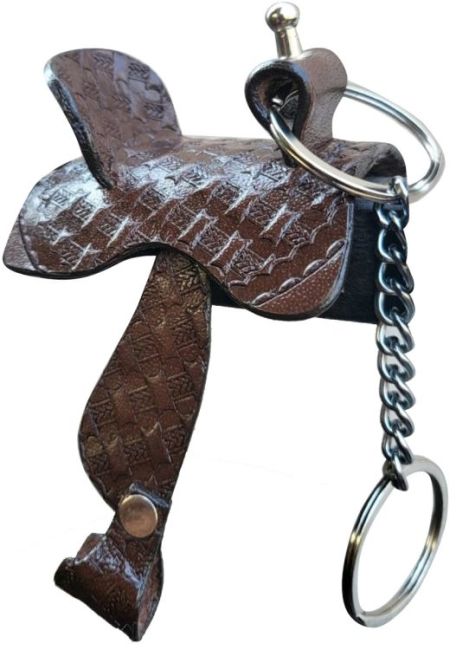 Brown Leather Saddle Keychain