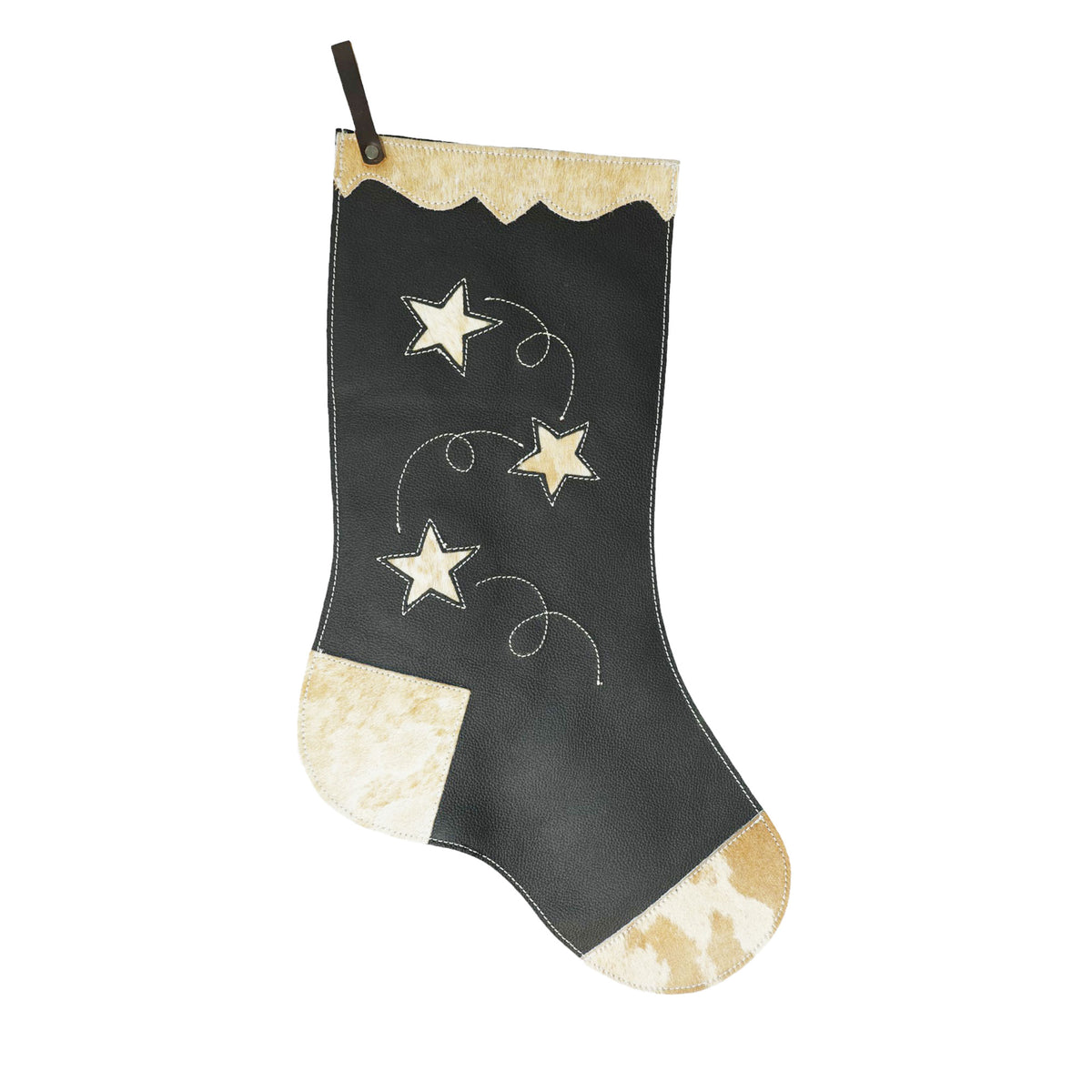 Showman Leather Christmas Stocking - Cowhide Stars