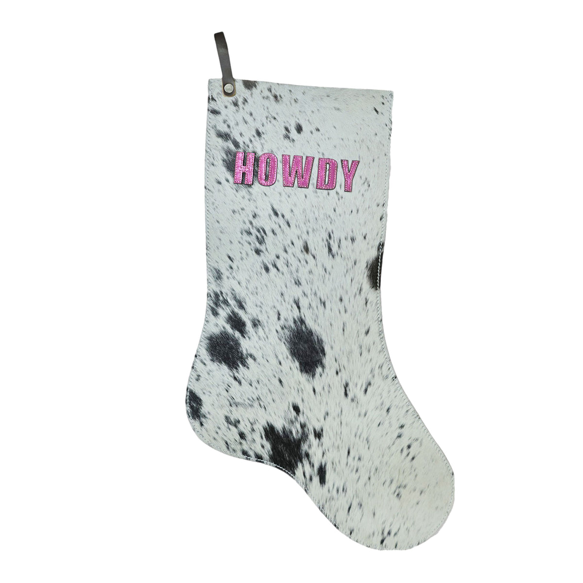 Showman Cowhide Christmas Stocking - Howdy