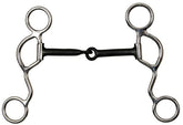 Showman half moon cheek snaffle bit with 4 3/4" blued steel mouth