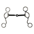 Showman half moon cheek snaffle bit with 4 3/4" blued steel mouth