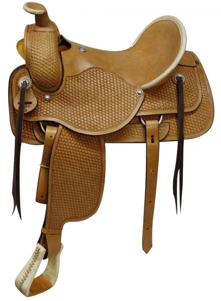 16" Circle S Fully tooled basketweave tooling Roping Style saddle