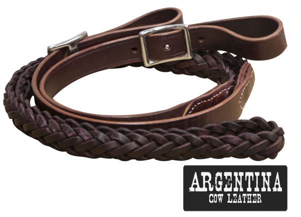 Showman 7 ft Argentina cow leather contest reins