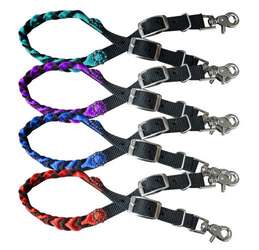 Showman braided nylon wither strap with conchos