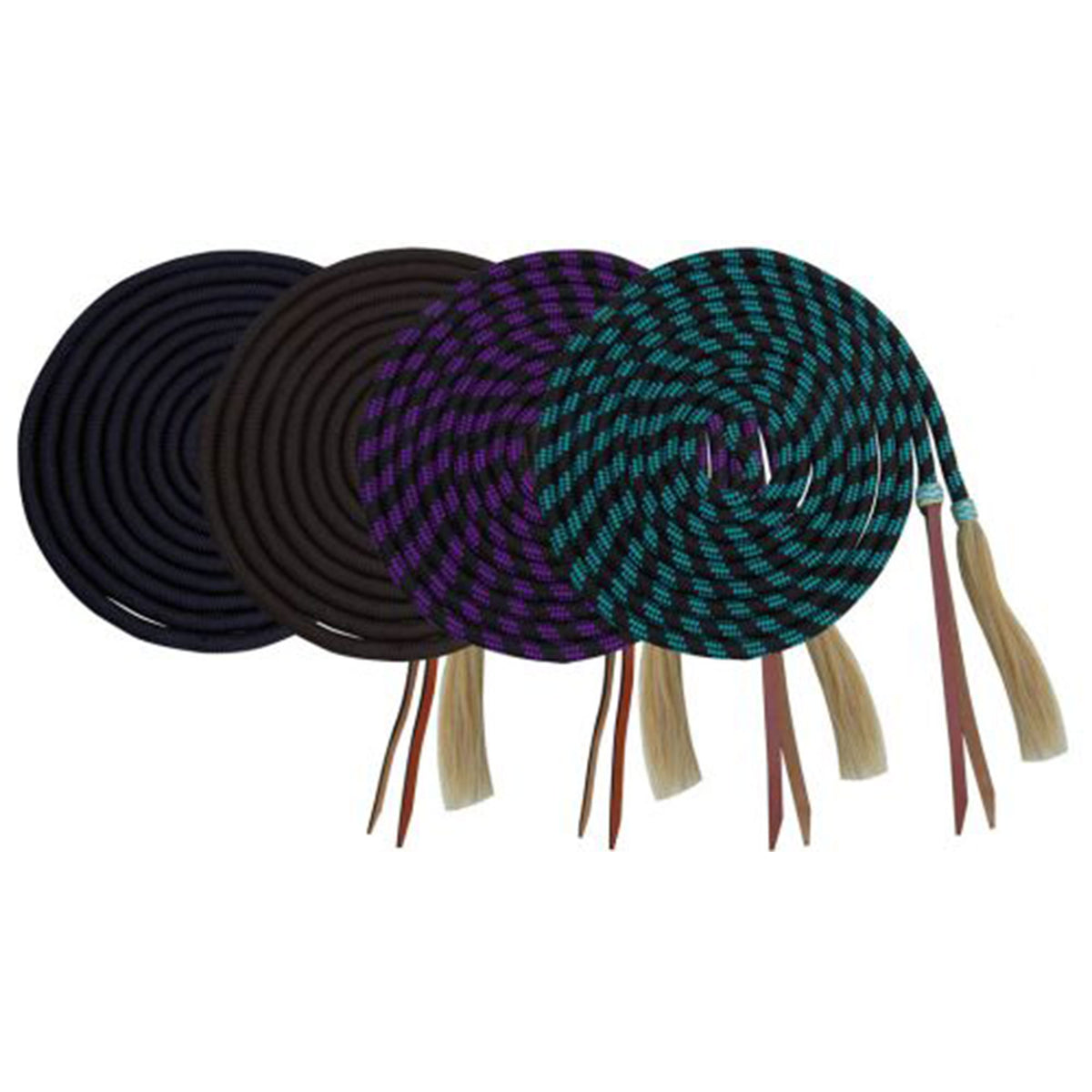 Showman 23' Nylon Braided Mecate Reins with Horse Hair Tassel