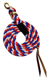 Showman 8' red, white, and blue poly lead rope with removable brass snap