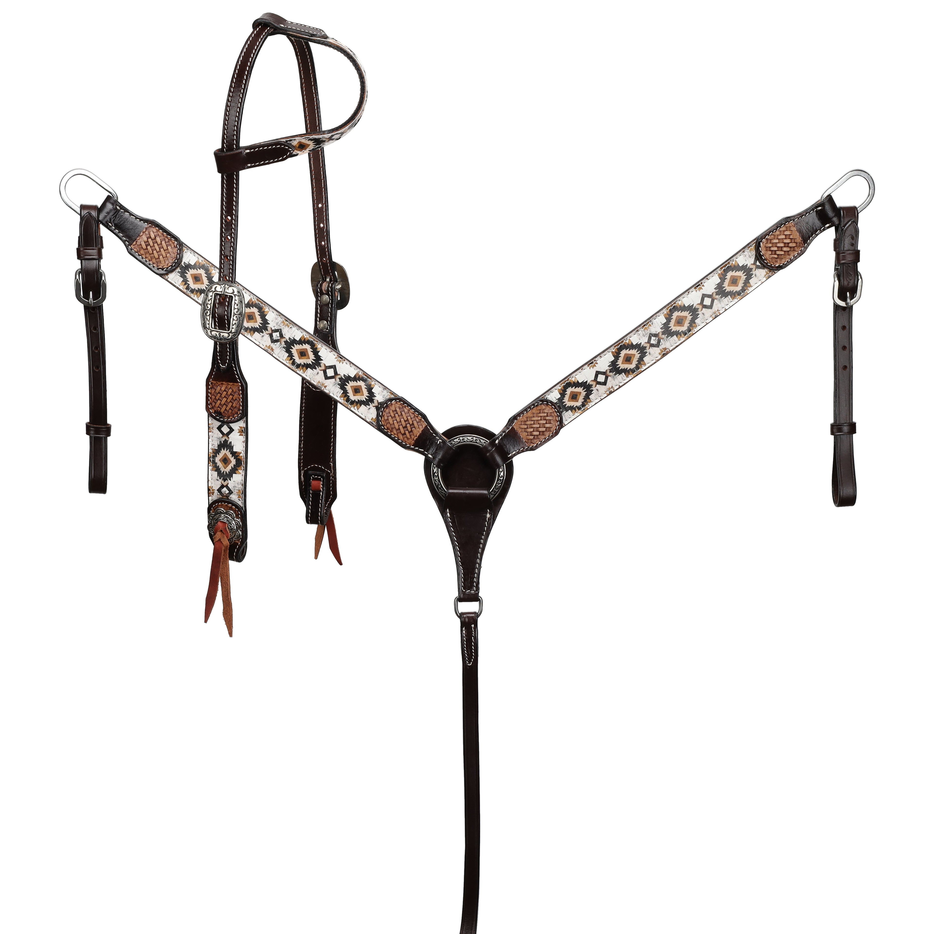 Showman Aztec Sunstone One Ear Headstall and Breastcollar Set