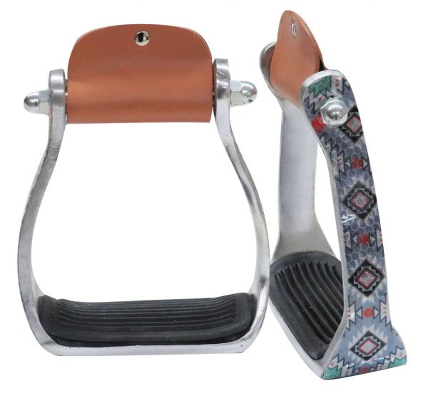 Showman Shimmering Gray Navajo print stirrup