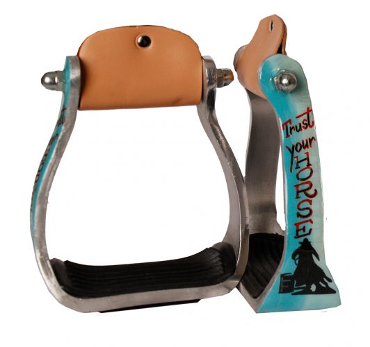 Showman "Trust Your Horse" barrel racer print stirrup