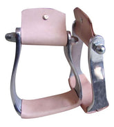 Showman Lightweight aluminum slanted pony/youth stirrups with leather tread