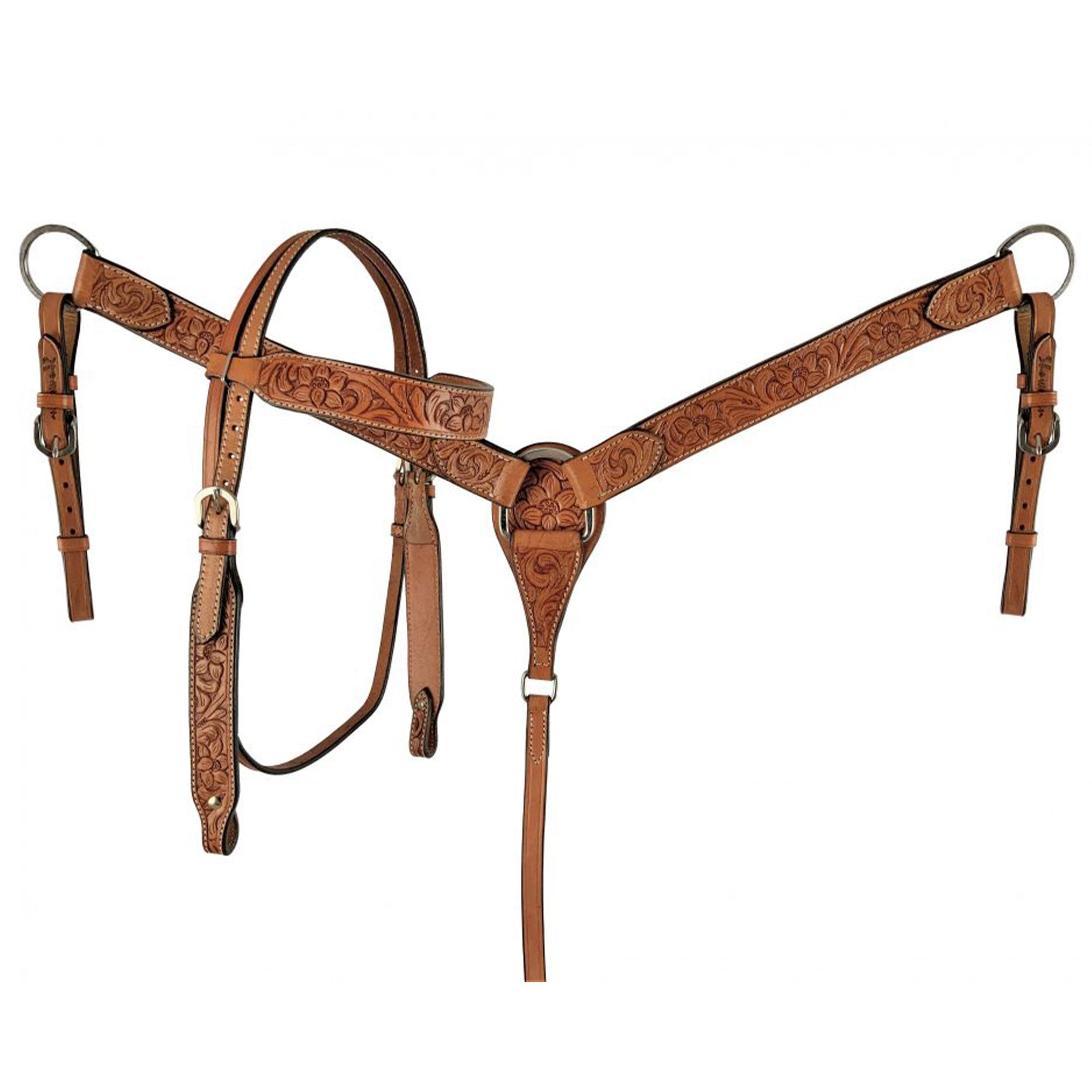 Showman Hickory Blooms Browband Headstall and Breastcollar Set