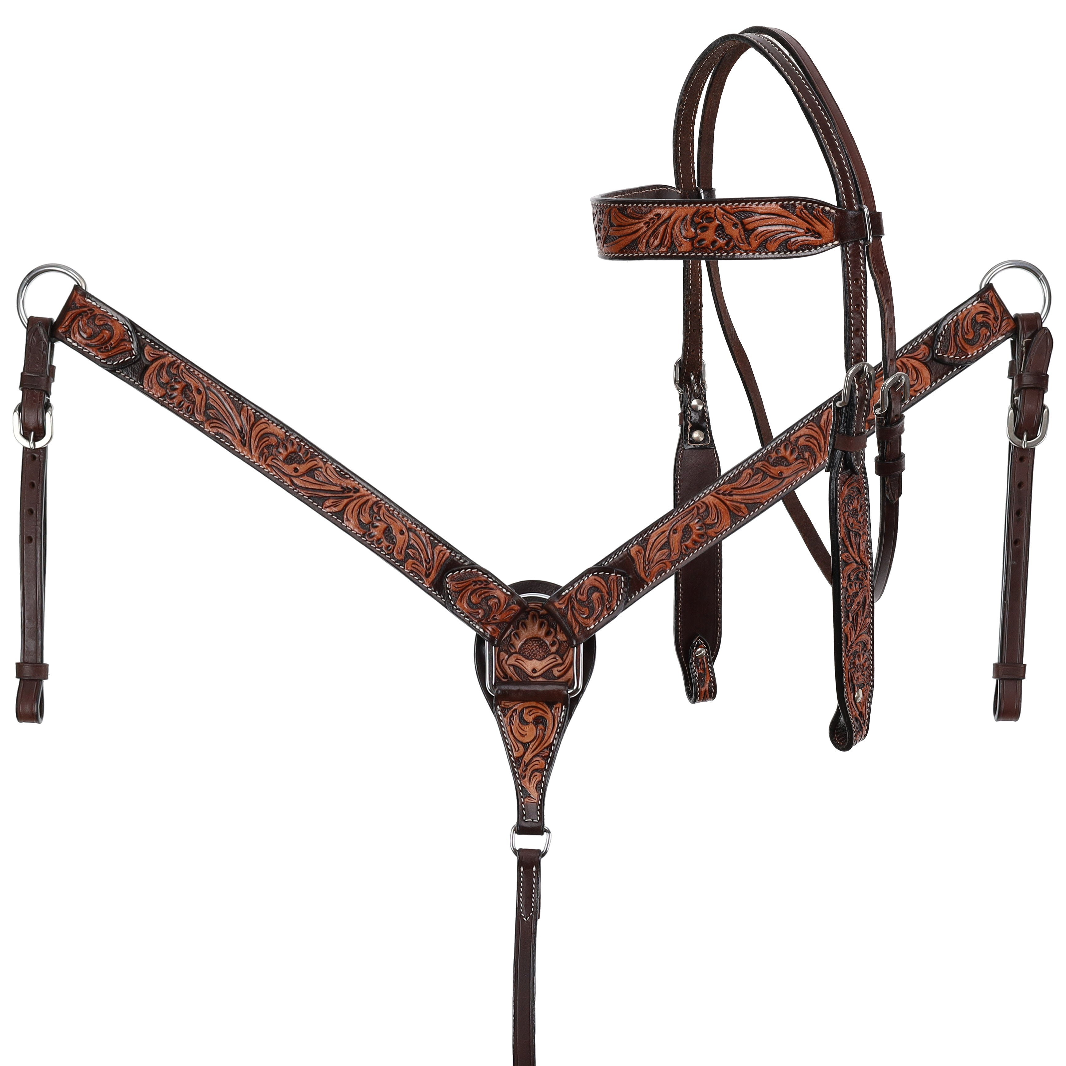Showman Dark Floral Browband Headstall and Breastcollar Set