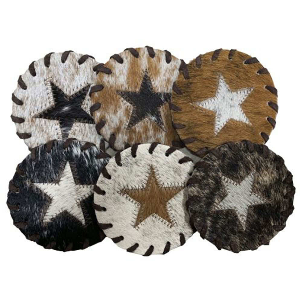 Texas Star Cowhide Coasters - Sold Individually