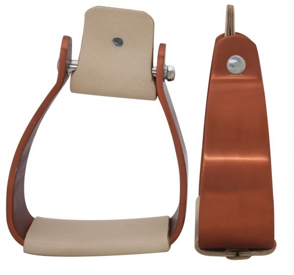 Showman Angled Off Set Copper Colored Aluminum Stirrups