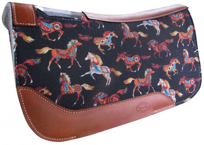 Showman PONY SIZE 24" x 24" Tribal Horses printed solid felt saddle pad