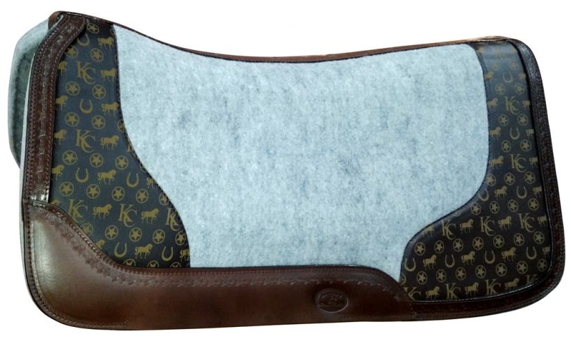 Klassy Cowgirl Argentina cow leather saddle pad with motif overlay