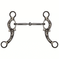 Showman 5" Brown Snaffle Bit with Engraved Silver Overlays
