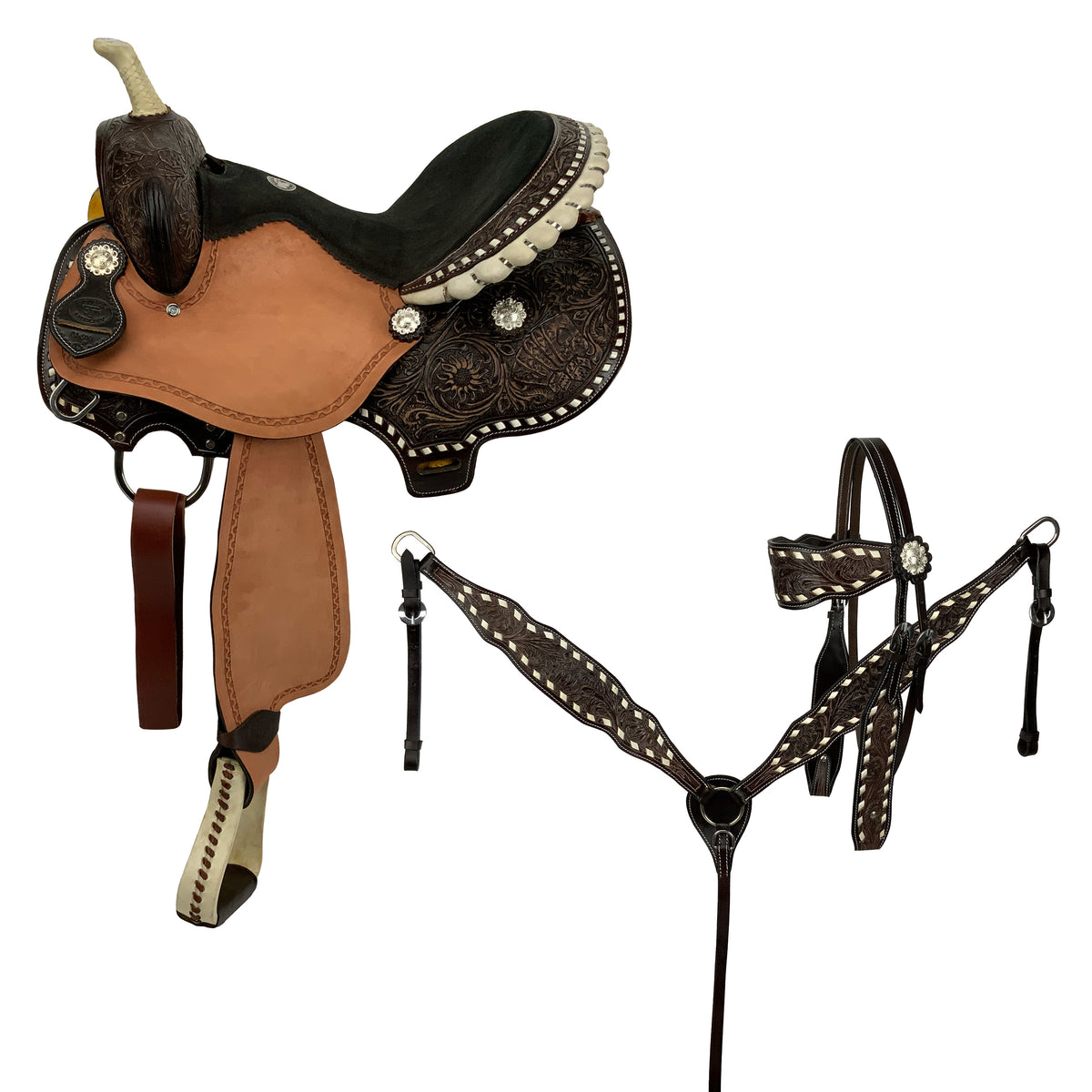 Double T Jackpot Barrel Style Saddle - 15 Inch