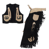 Showman Kid's Suede Chaps and Vest with Horsehoe Design