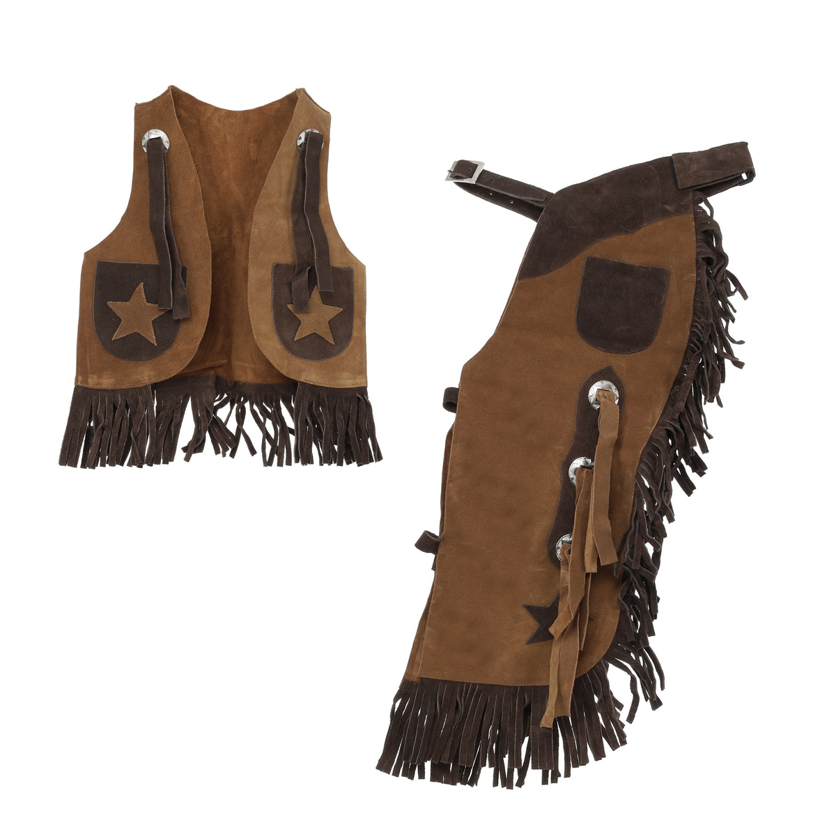 Showman Kid's Mustang Bay Chaps and Vest with Star Design